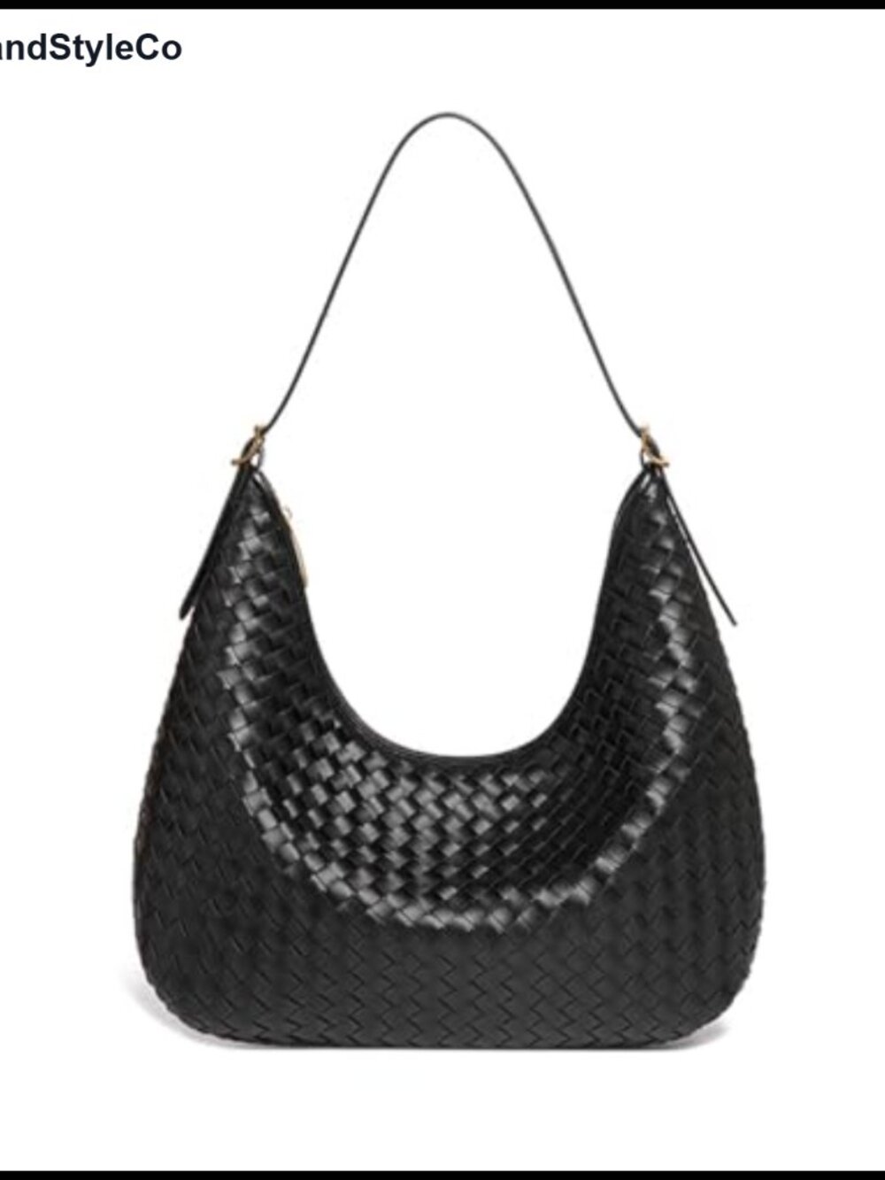 Woven Hobo Shoulder Bag Large Vegan Leather Crescent Purse for Work Travel